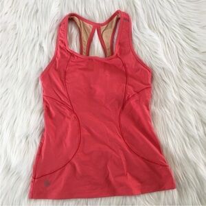 🍀 3/$30 Athleta energy tank top coral pink zipper pocket XS